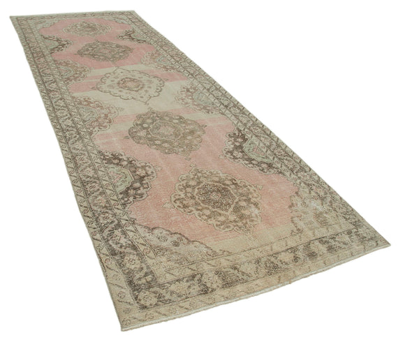 4x13 Beige Turkish Vintage Runner Rug - 28698