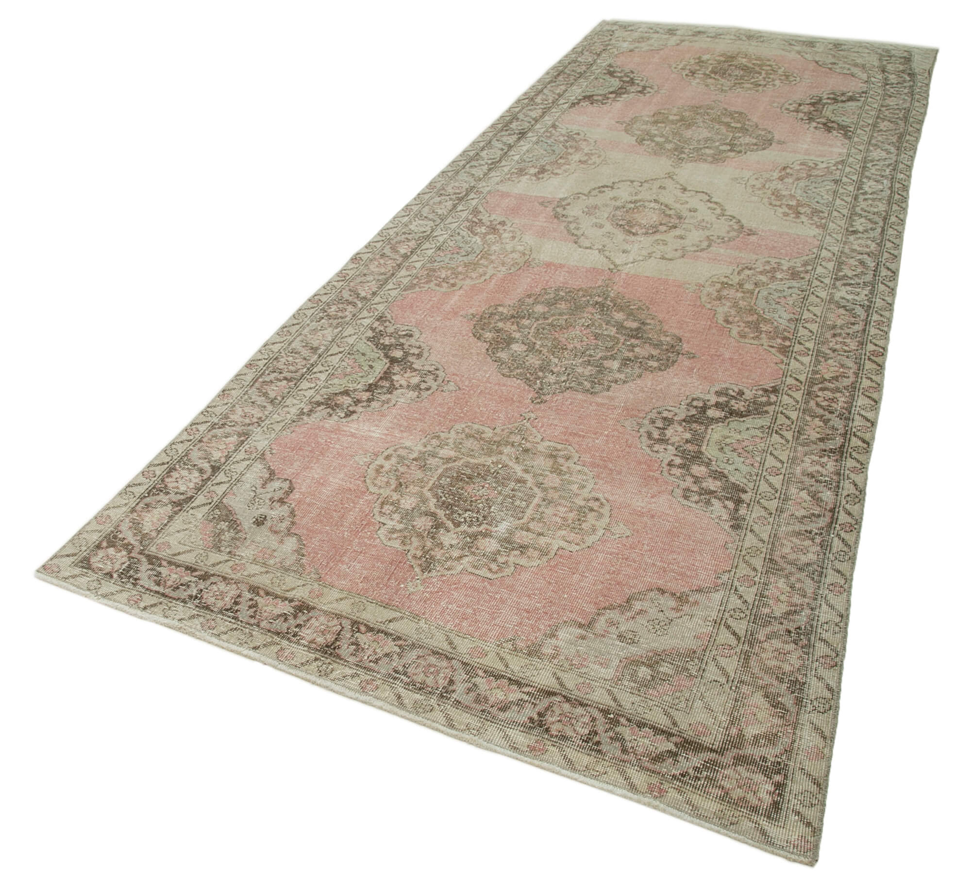 4x13 Beige Turkish Vintage Runner Rug - 28698