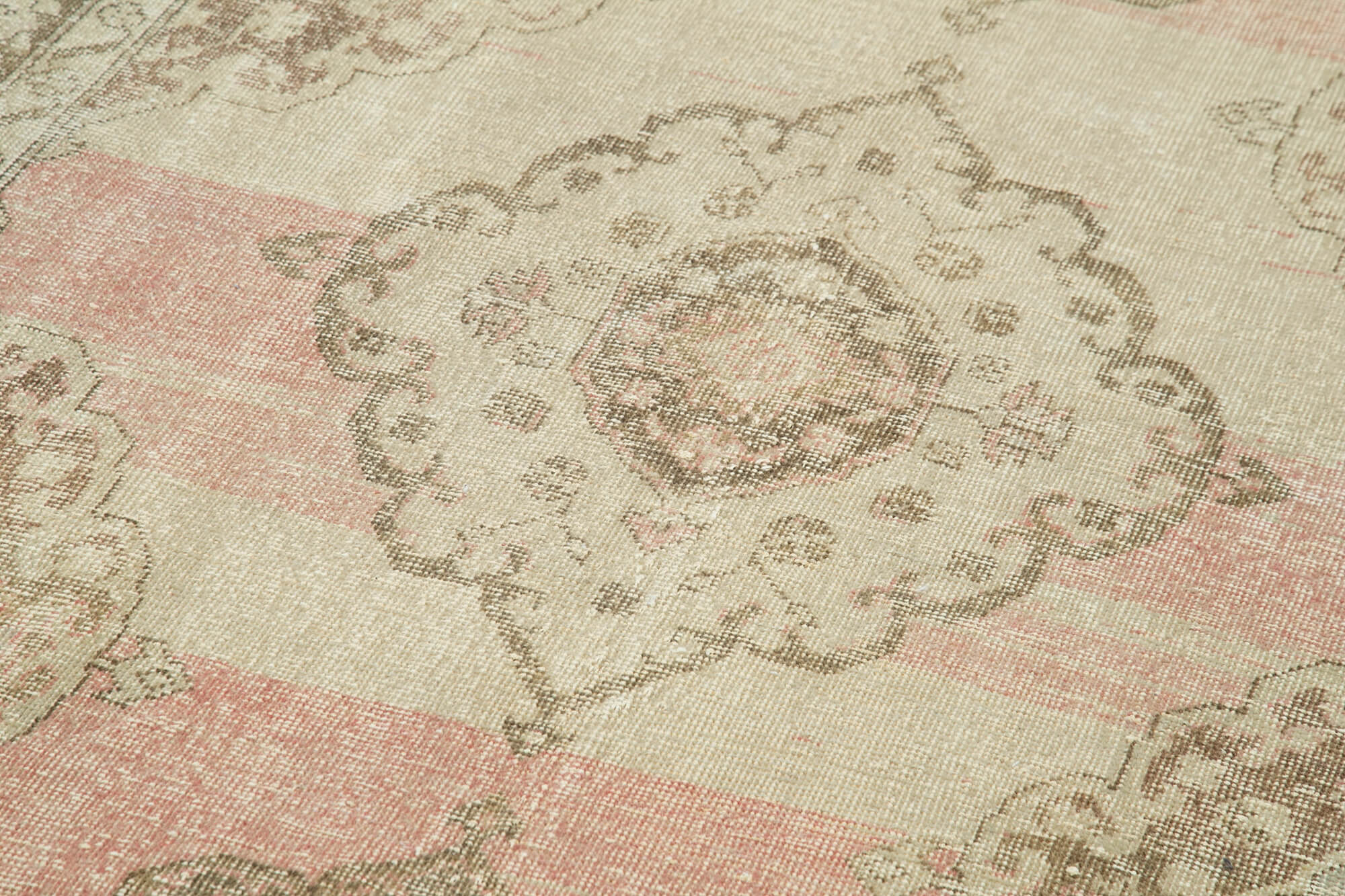 4x13 Beige Turkish Vintage Runner Rug - 28698