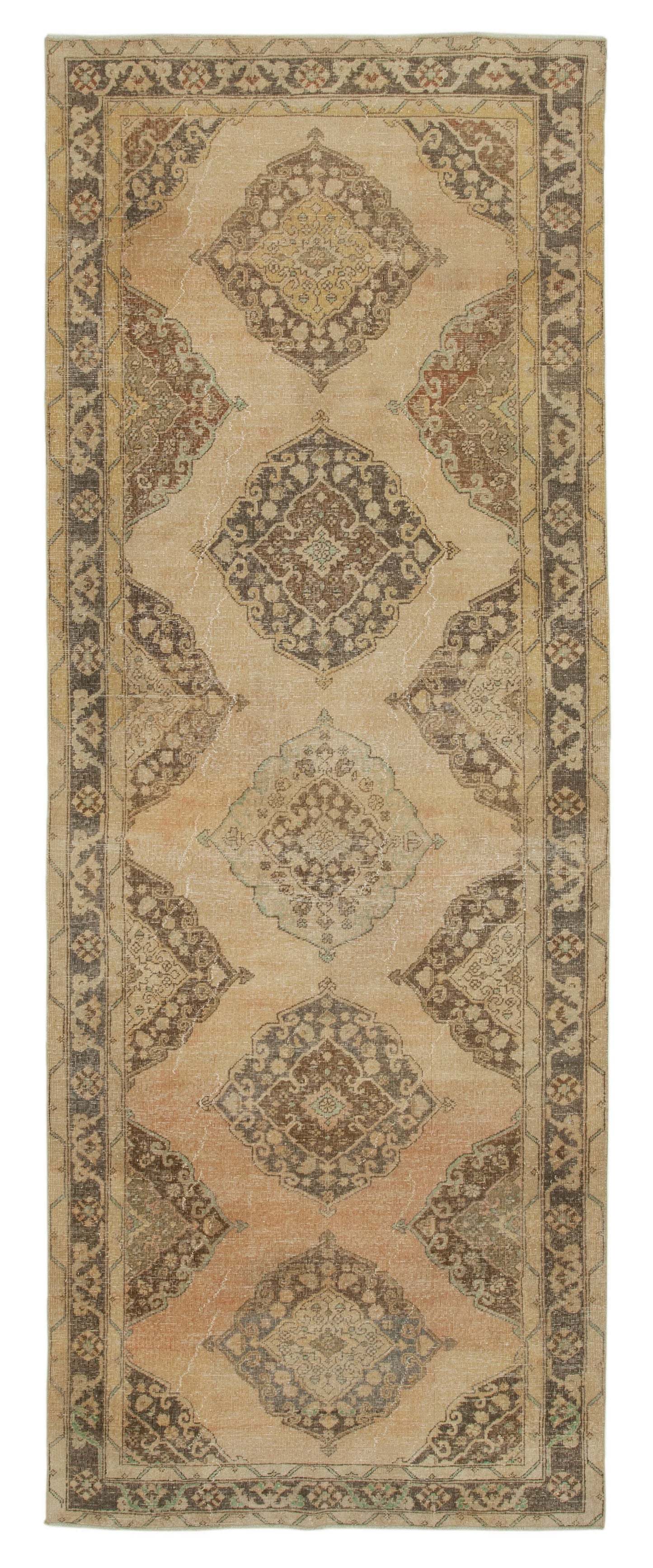 5x13 Beige Turkish Vintage Runner Rug - 28709