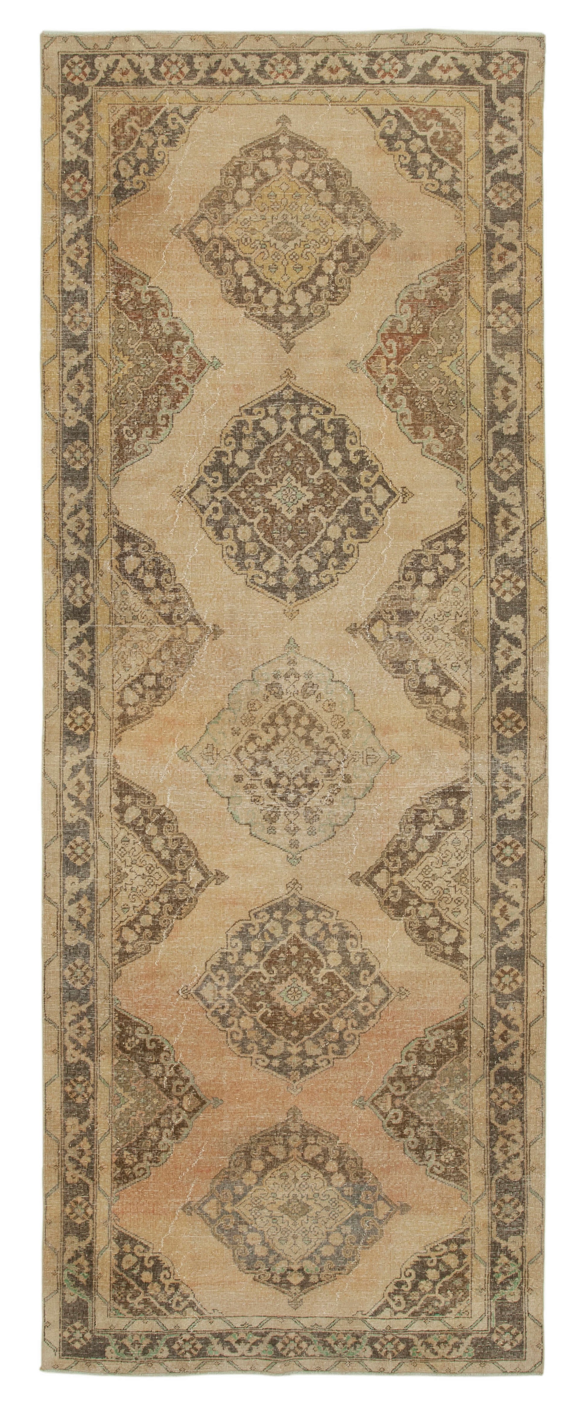5x13 Beige Turkish Vintage Runner Rug - 28709