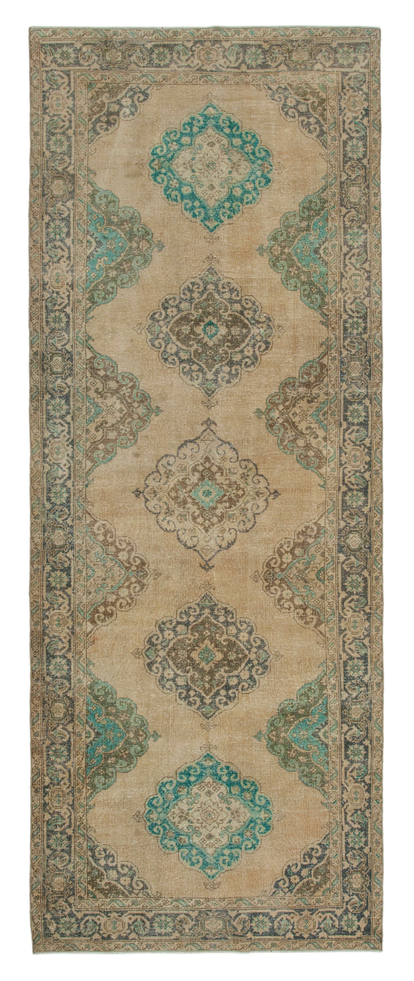 5x13 Beige Turkish Vintage Runner Rug - 28710