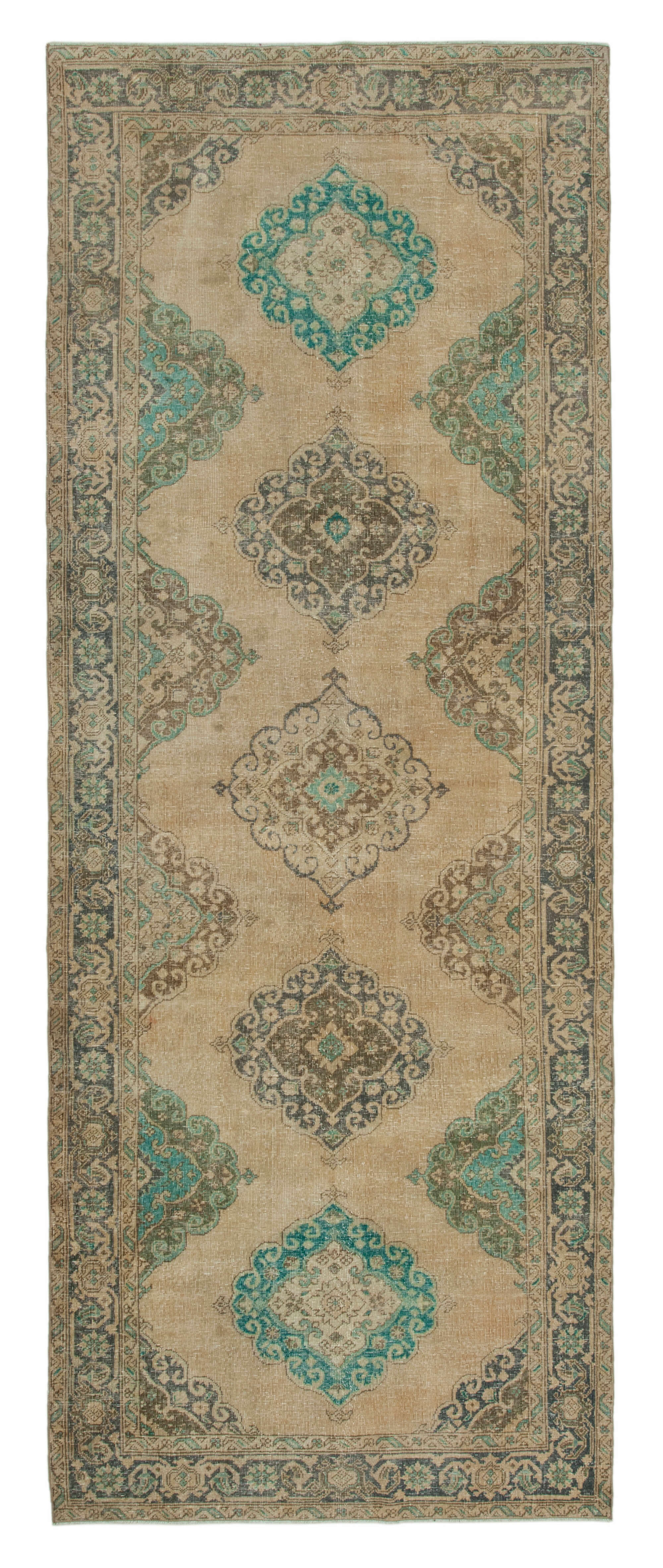 5x13 Beige Turkish Vintage Runner Rug - 28710
