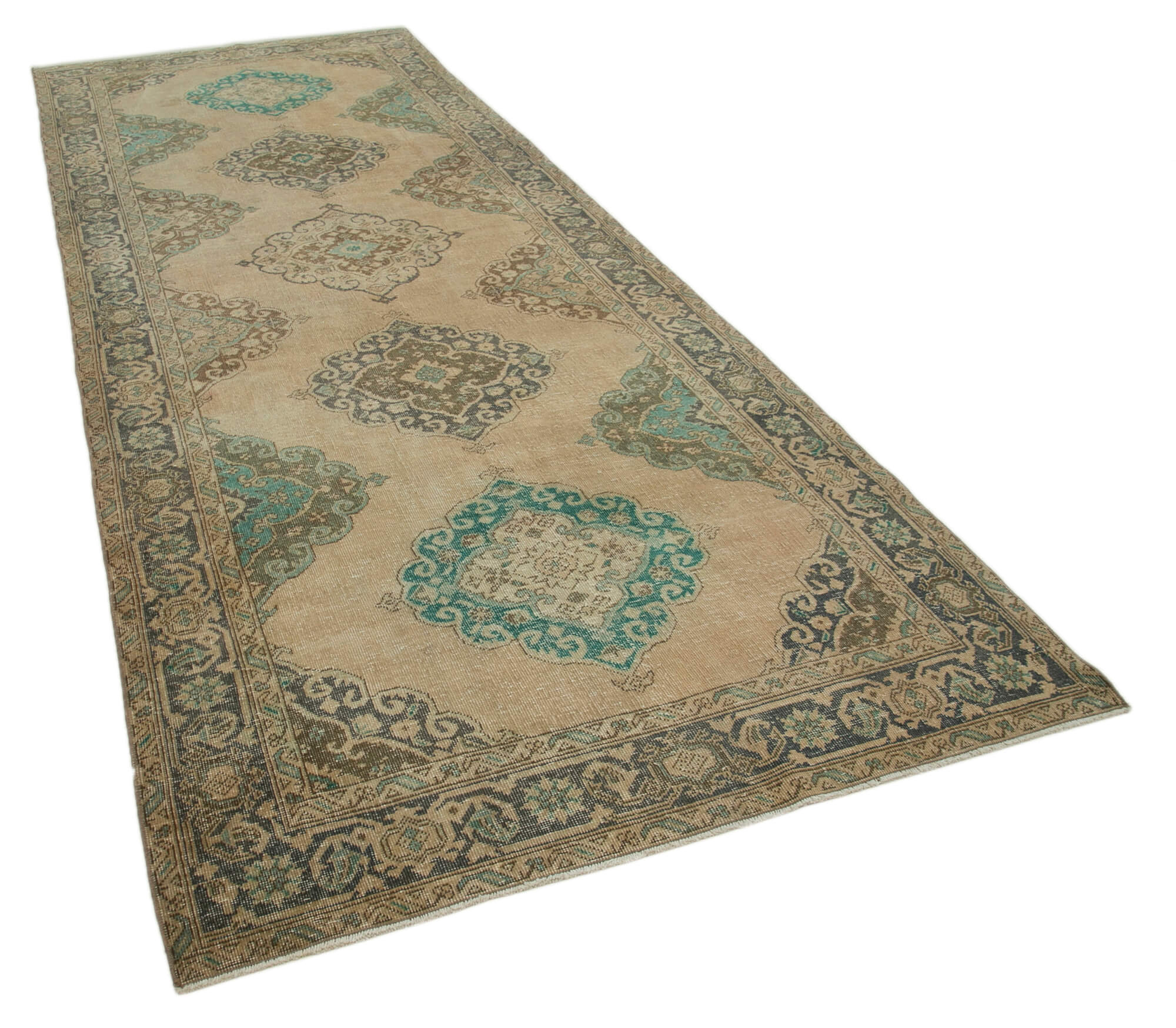 5x13 Beige Turkish Vintage Runner Rug - 28710