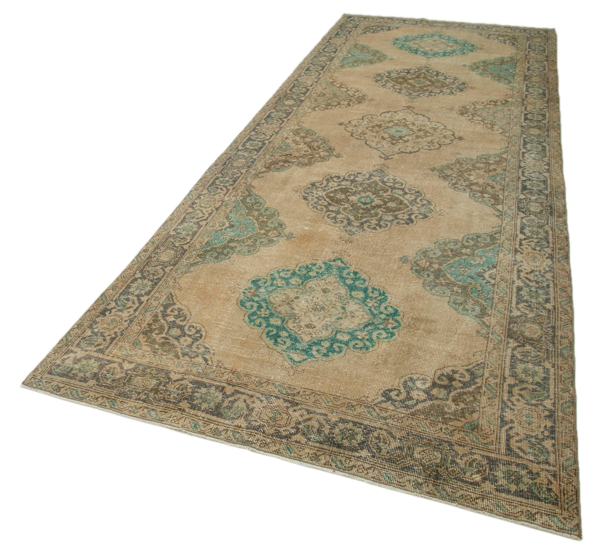 5x13 Beige Turkish Vintage Runner Rug - 28710