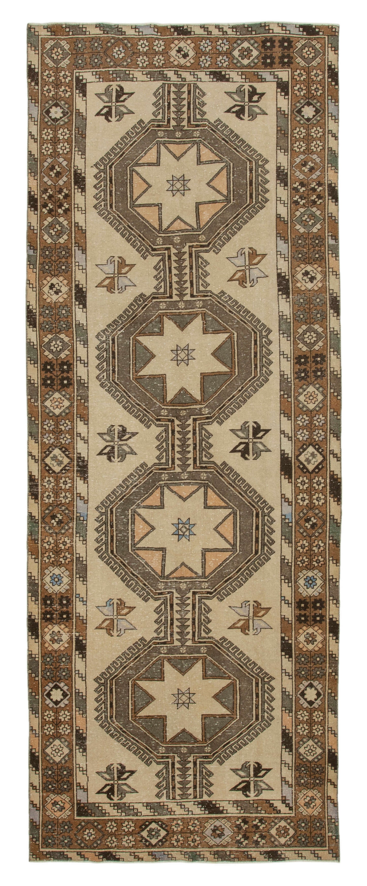5x13 Beige Turkish Vintage Runner Rug - 28711