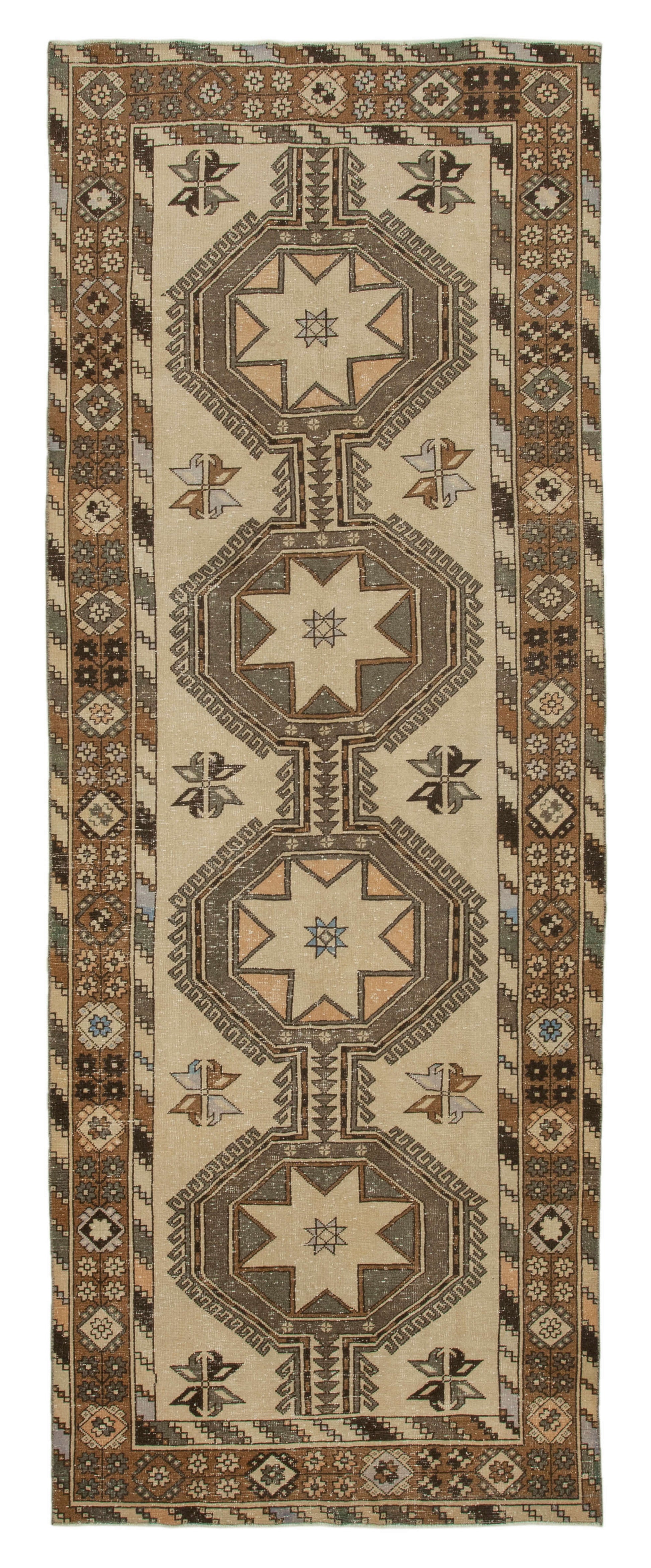 5x13 Beige Turkish Vintage Runner Rug - 28711