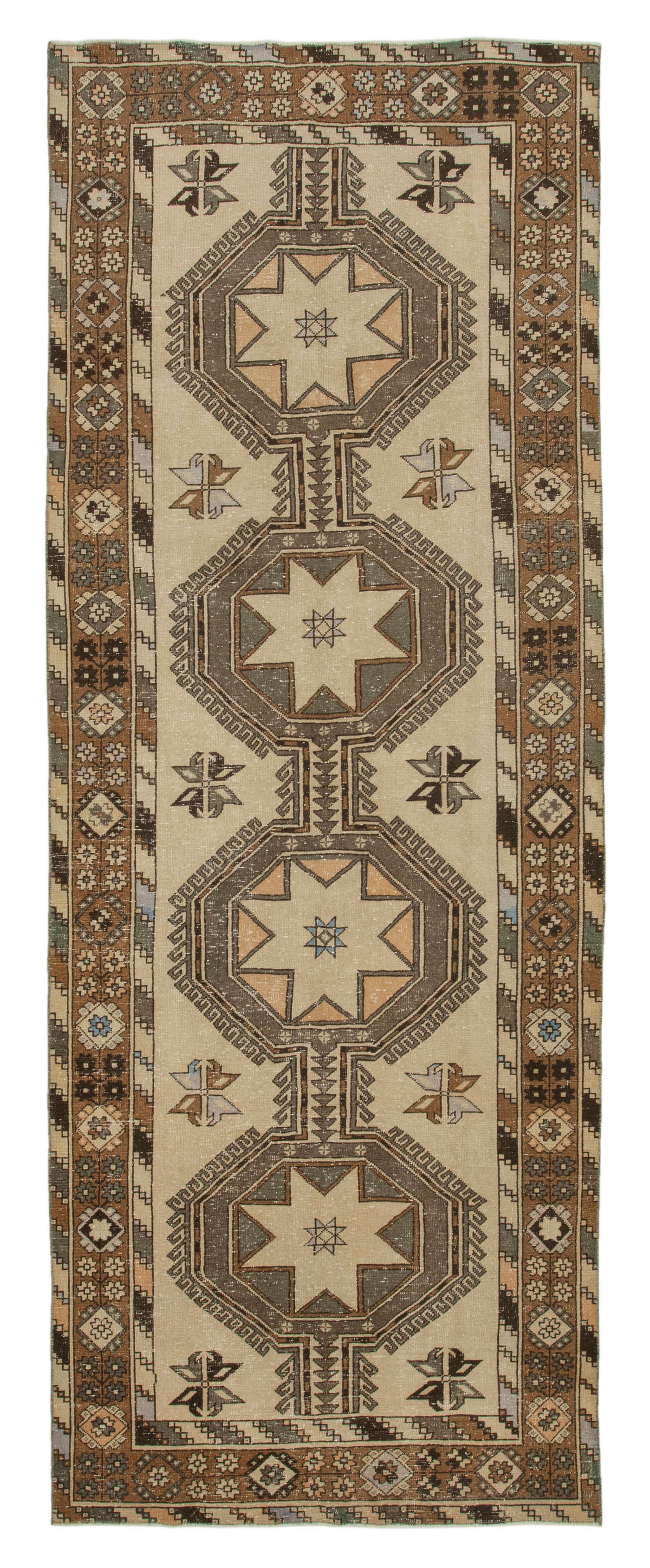 5x13 Beige Turkish Vintage Runner Rug - 28711