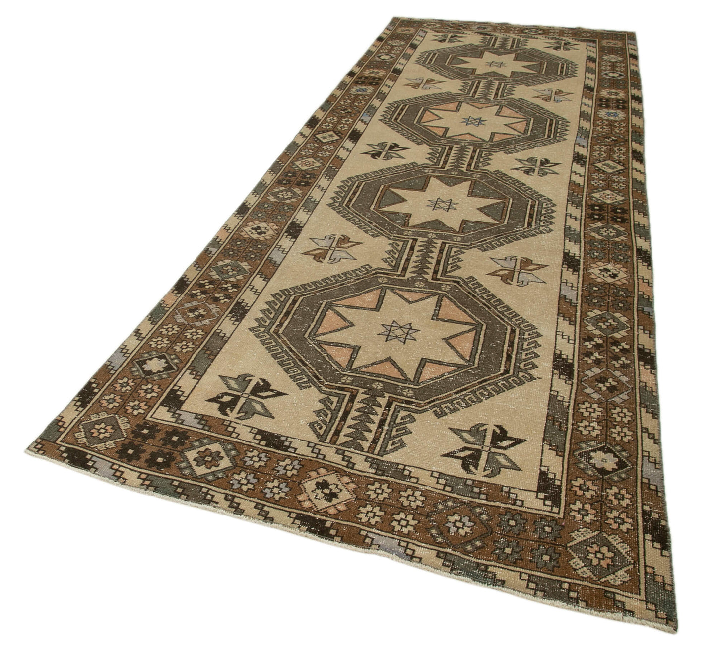5x13 Beige Turkish Vintage Runner Rug - 28711