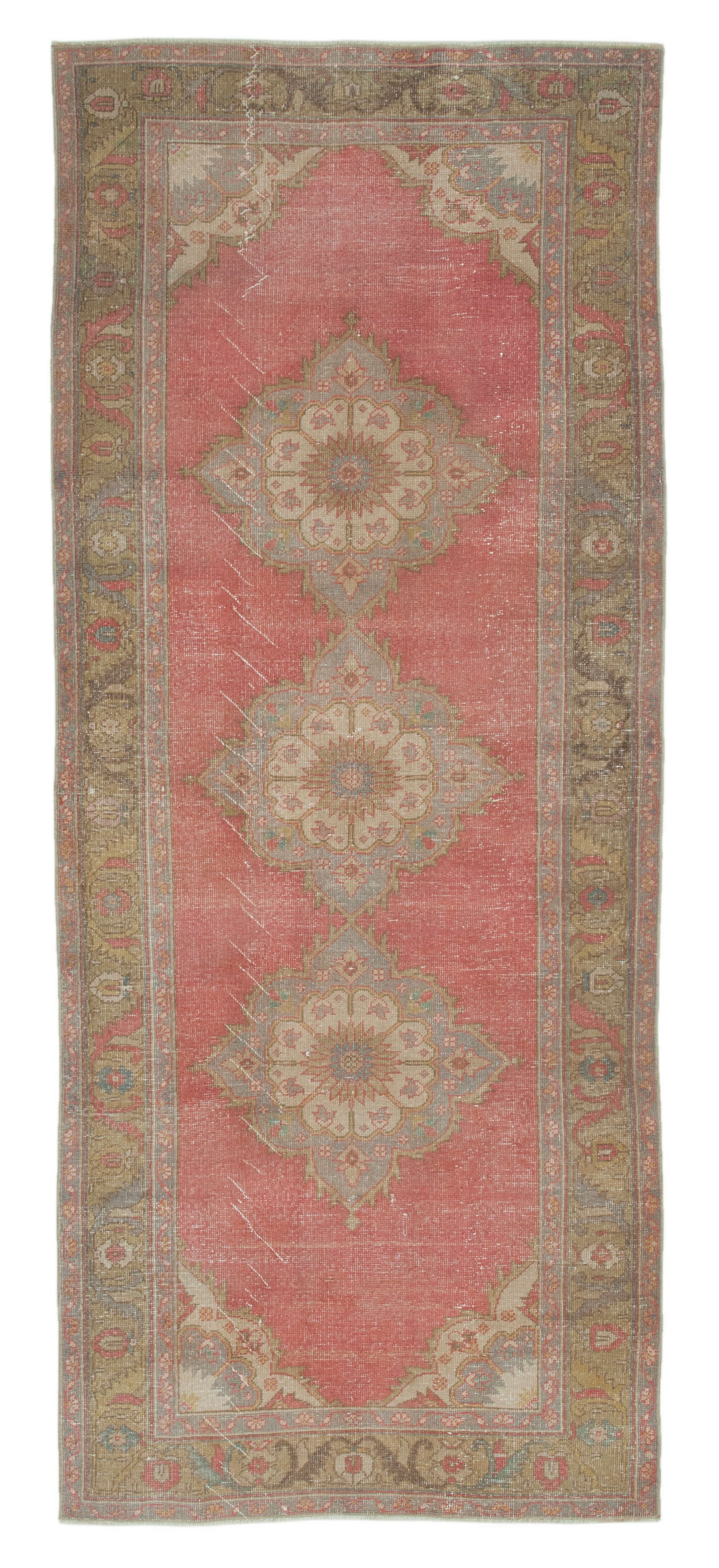 4x11 Beige Turkish Vintage Runner Rug - 28714