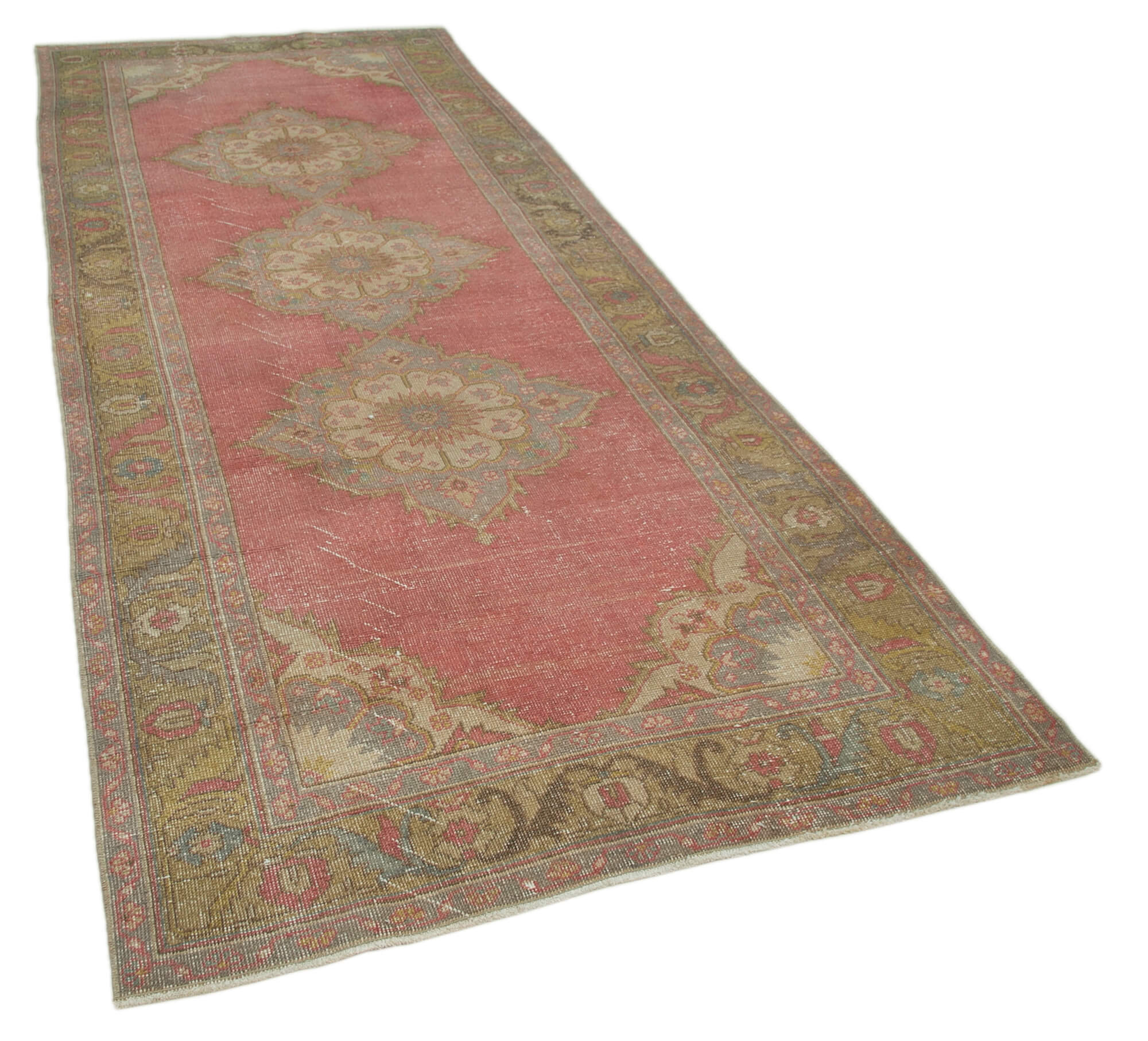4x11 Beige Turkish Vintage Runner Rug - 28714