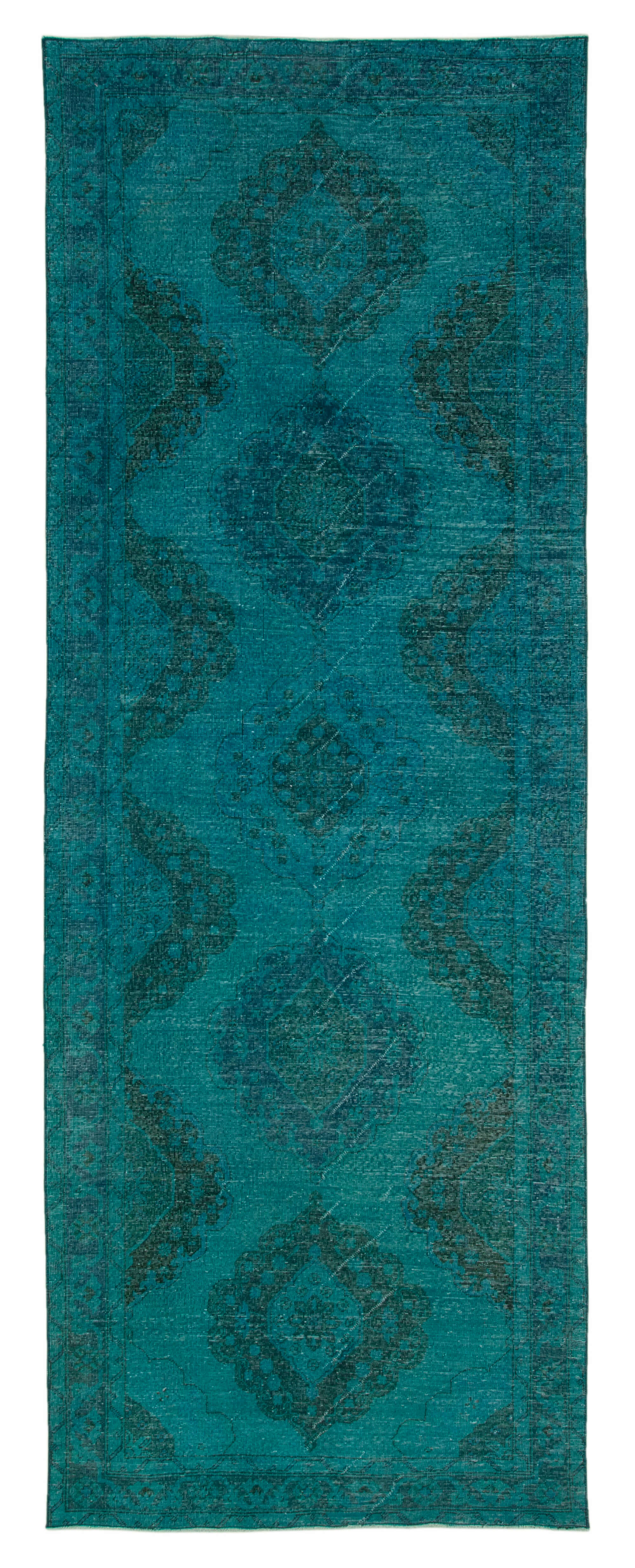 5x13 Turquoise Turkish Over Dyed Runner Rug - 28716