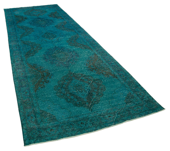 5x13 Turquoise Turkish Over Dyed Runner Rug - 28716