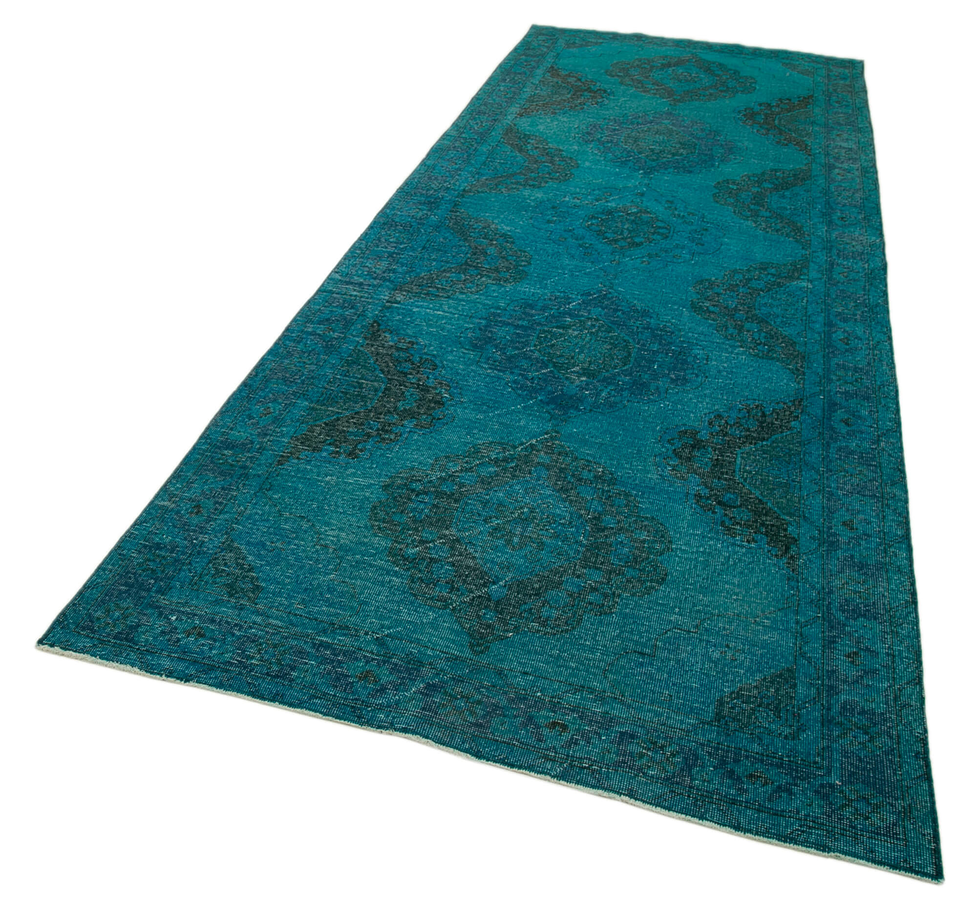 5x13 Turquoise Turkish Over Dyed Runner Rug - 28716