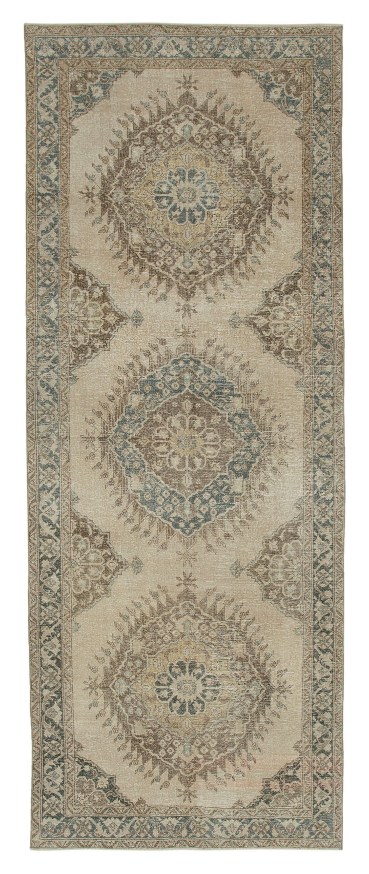 5x12 Beige Turkish Vintage Runner Rug - 28722