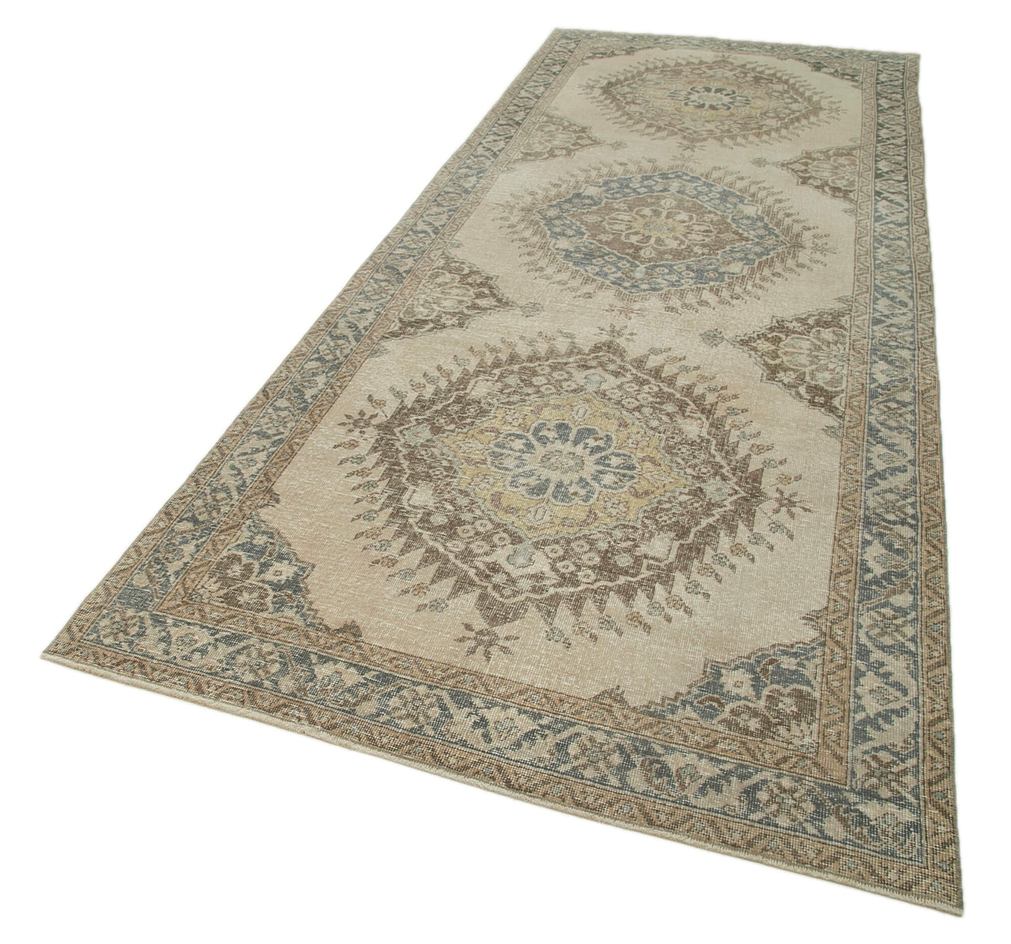 5x12 Beige Turkish Vintage Runner Rug - 28722