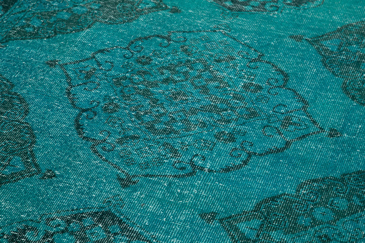 4x13 Turquoise Turkish Over Dyed Runner Rug - 28729