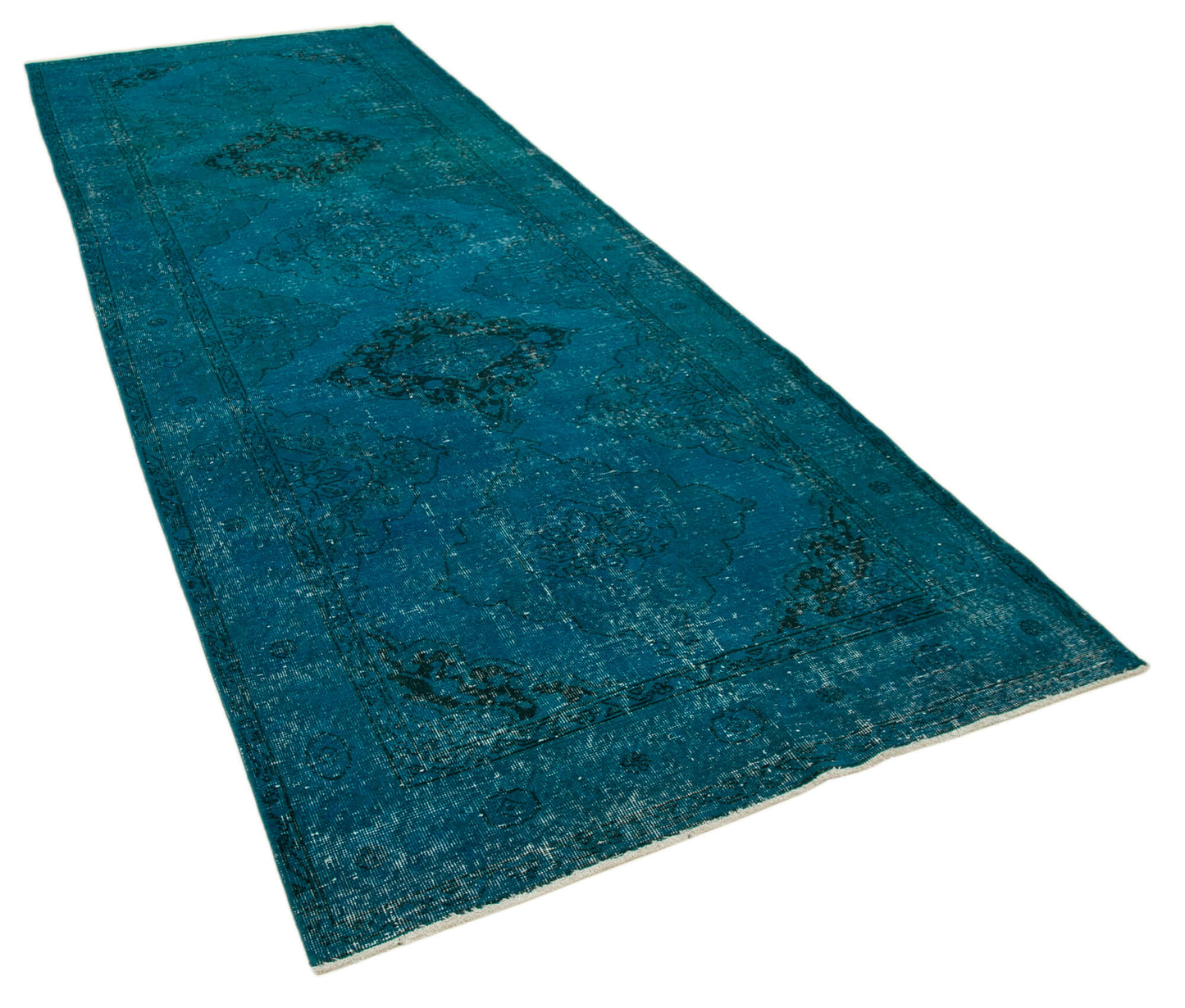 5x13 Turquoise Turkish Over Dyed Runner Rug - 28733