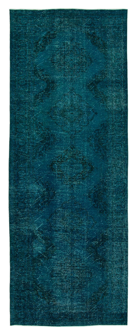 5x13 Turquoise Turkish Over Dyed Runner Rug - 28736