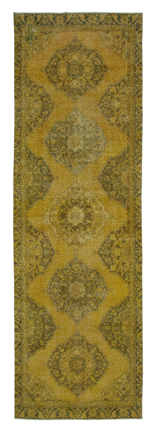 4x13 Yellow Turkish Over Dyed Runner Rug - 28737