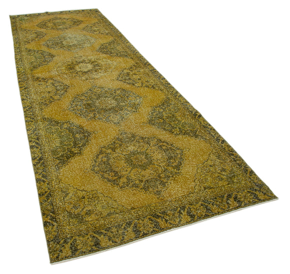 4x13 Yellow Turkish Over Dyed Runner Rug - 28737
