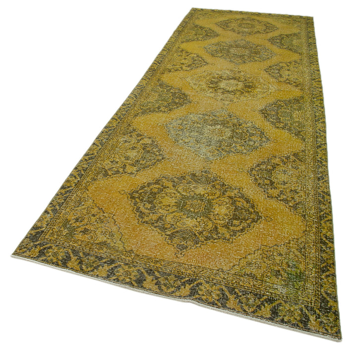 4x13 Yellow Turkish Over Dyed Runner Rug - 28737