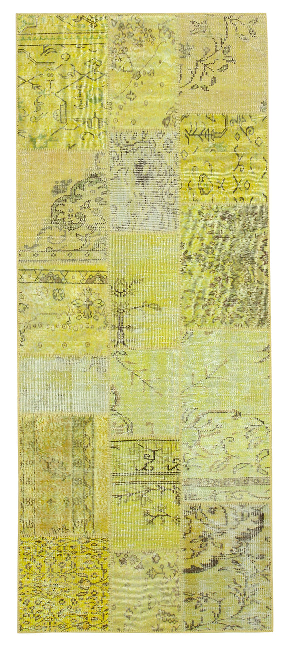 3x8 Yellow Patchwork Runner Rug - 28947