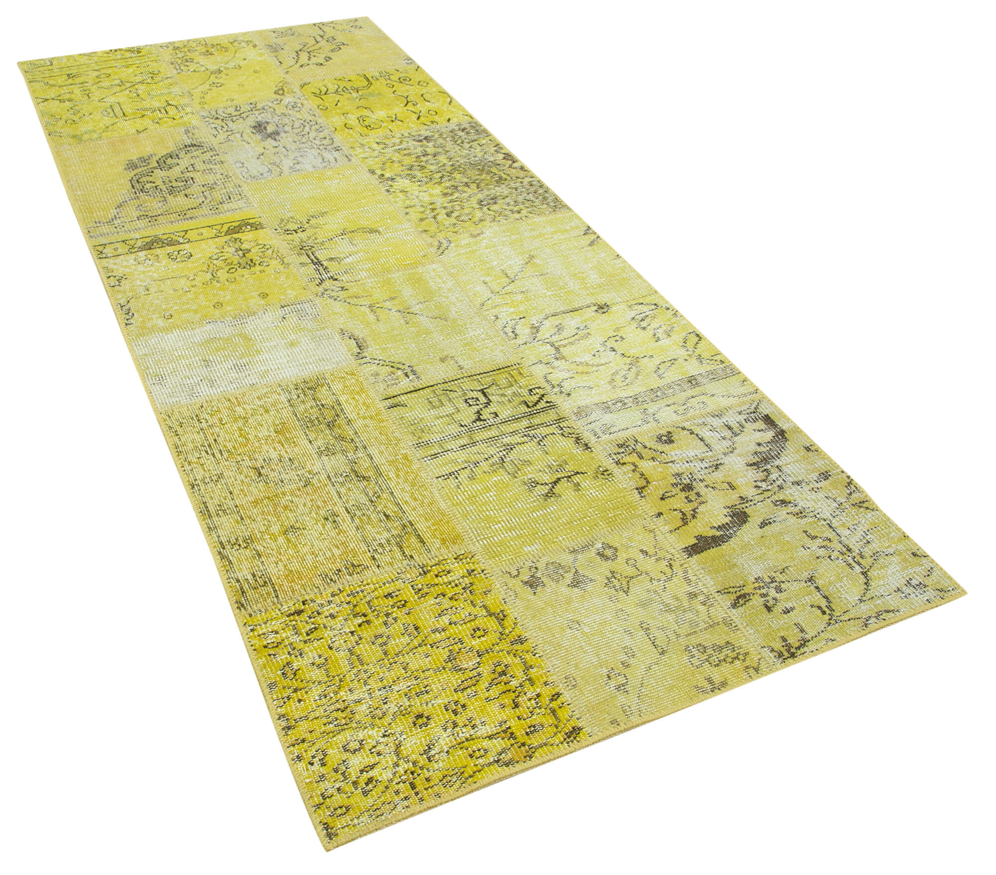 3x8 Yellow Patchwork Runner Rug - 28947