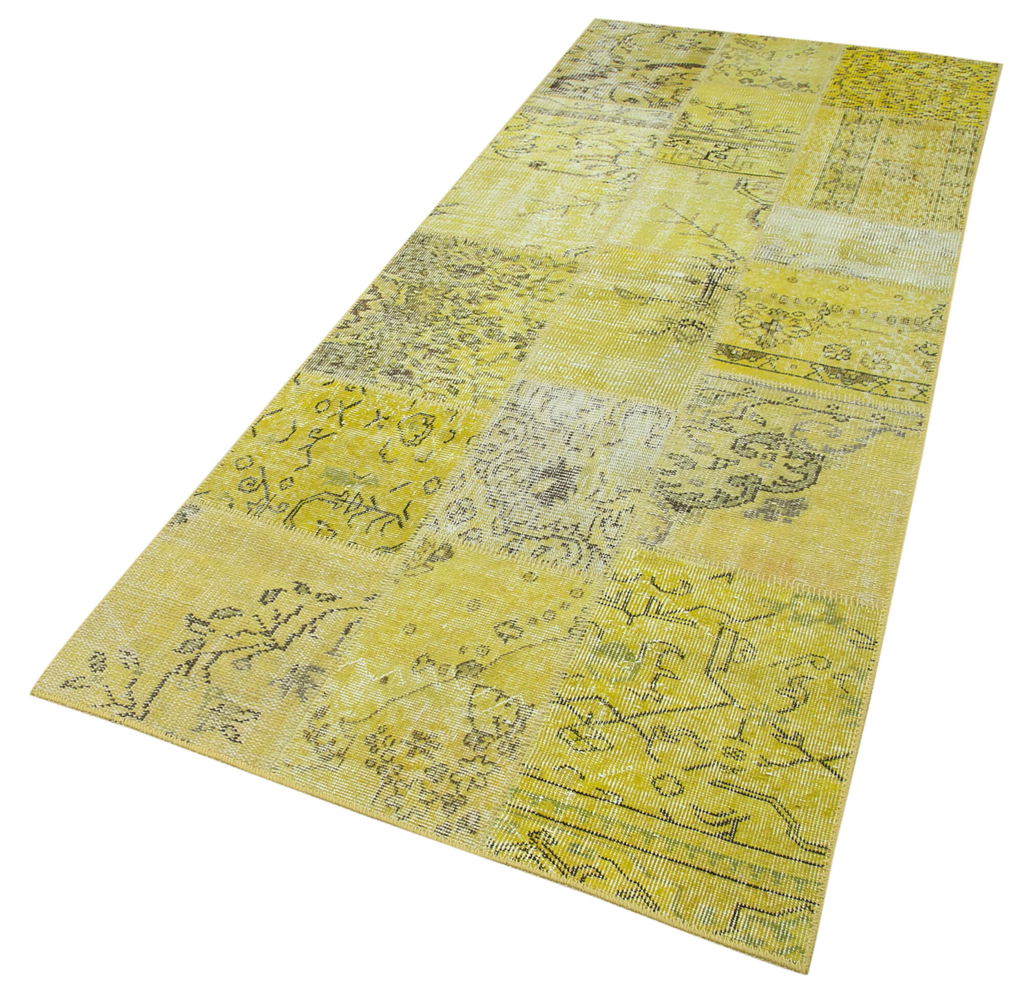 3x8 Yellow Patchwork Runner Rug - 28947