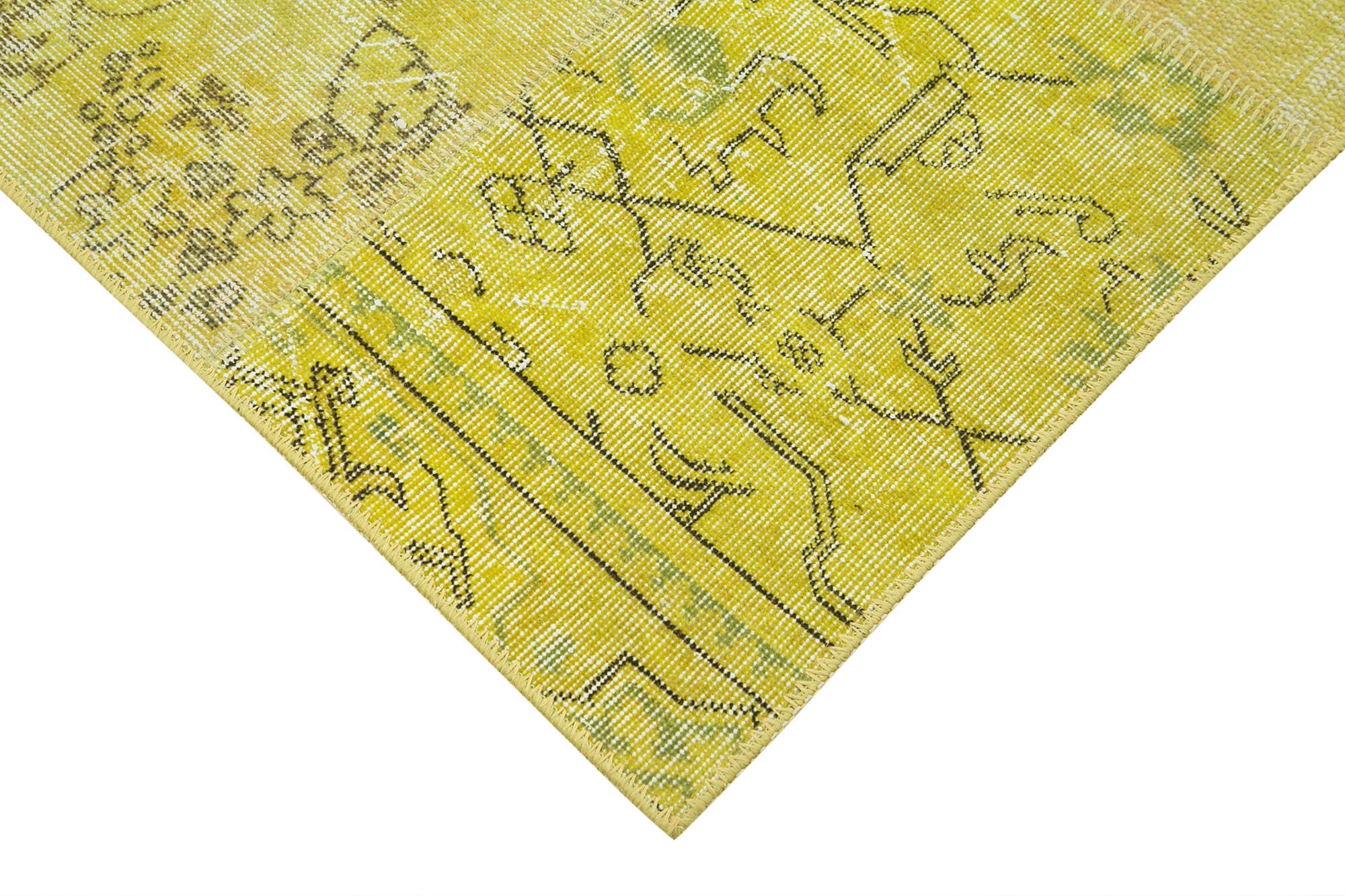 3x8 Yellow Patchwork Runner Rug - 28947