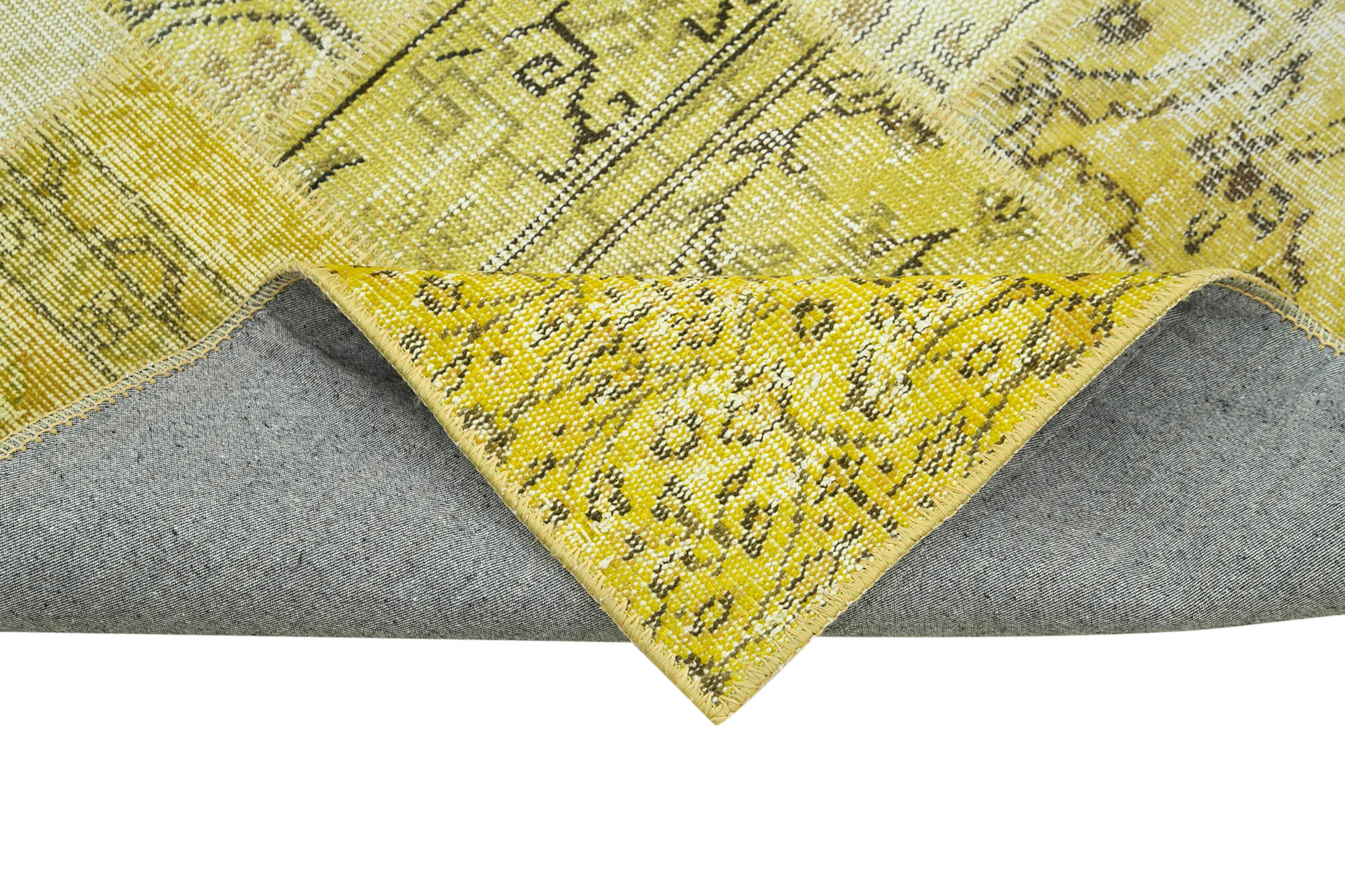 3x8 Yellow Patchwork Runner Rug - 28947