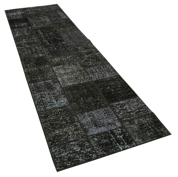 3x10 Black Patchwork Runner Rug - 28973