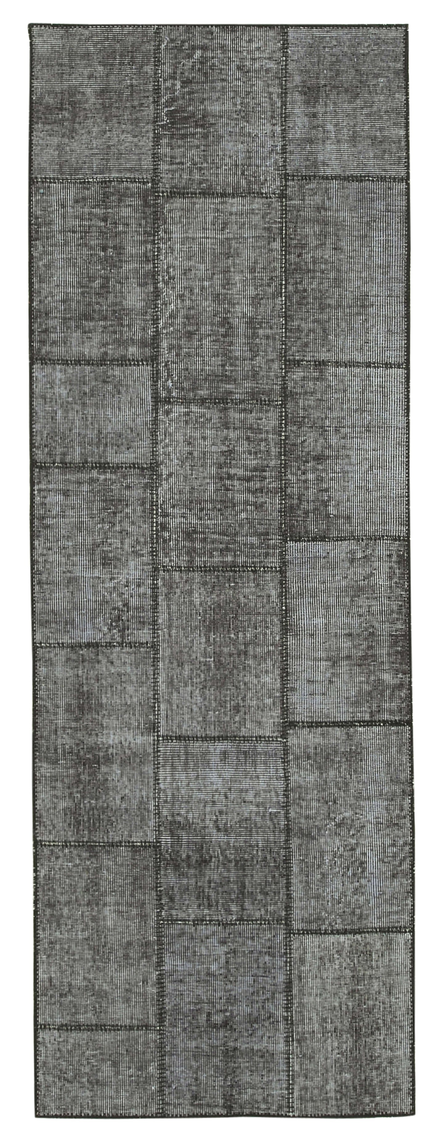 3x8 Black Patchwork Runner Rug - 28991
