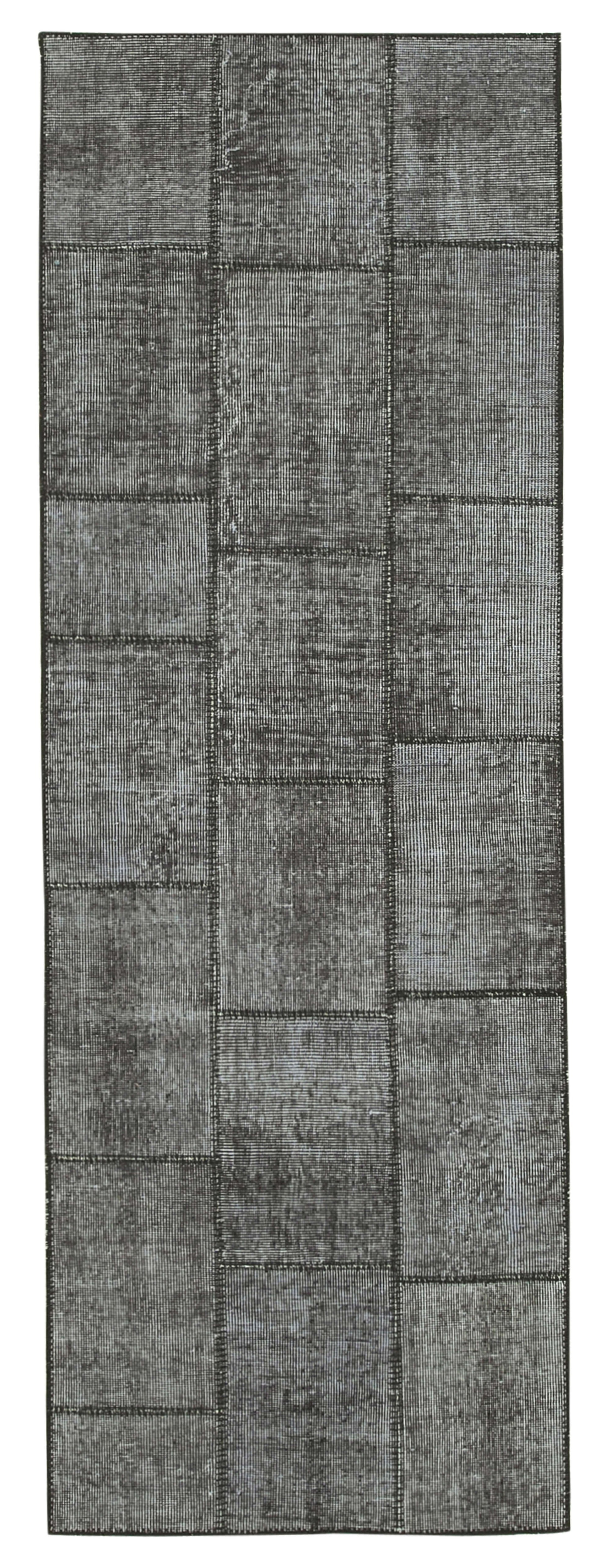 3x8 Black Patchwork Runner Rug - 28991