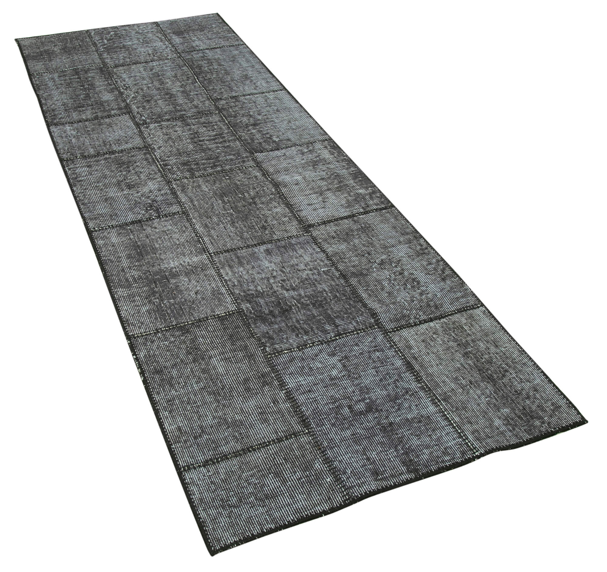 3x8 Black Patchwork Runner Rug - 28991
