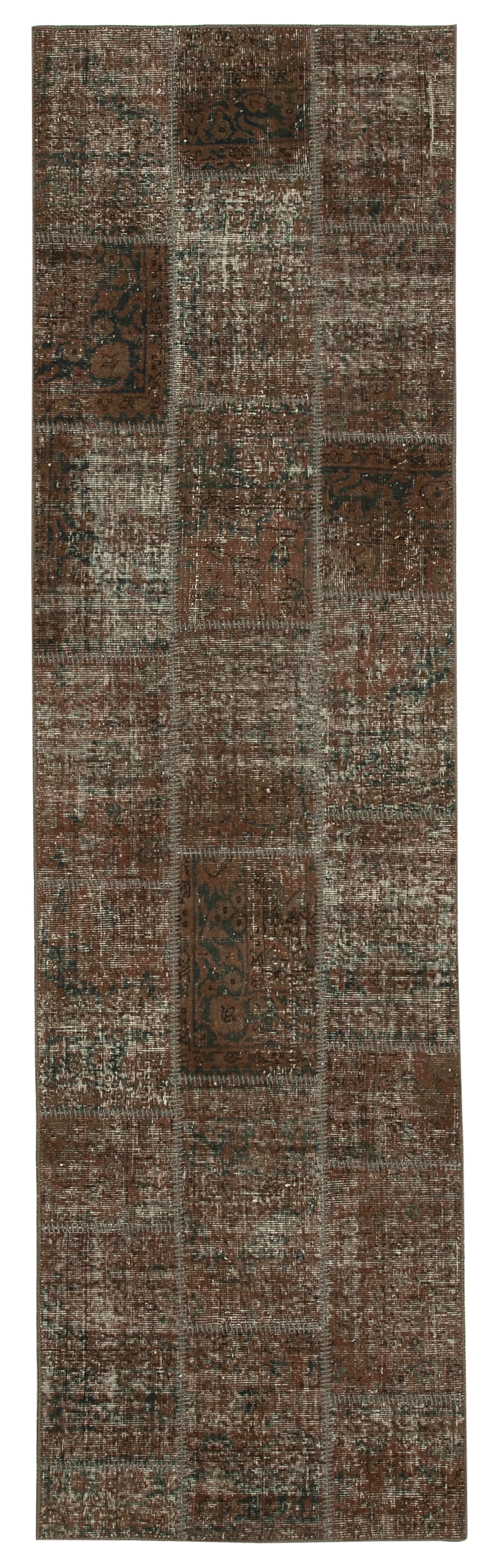 3x10 Brown Patchwork Runner Rug - 29008