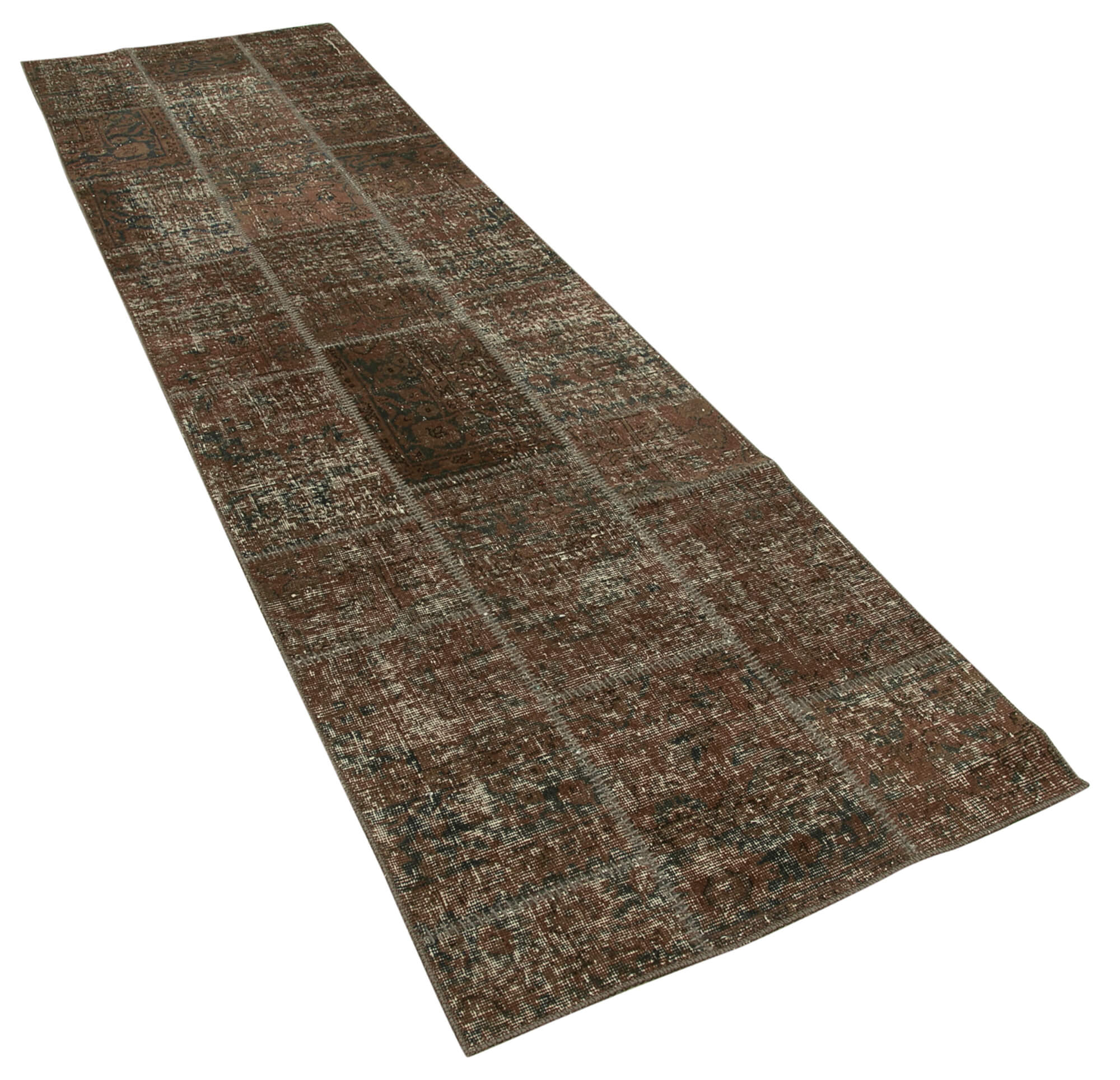 3x10 Brown Patchwork Runner Rug - 29008