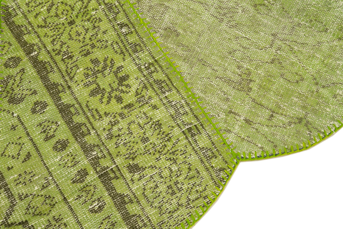 7x7 Green Round Patchwork Rug - 29033