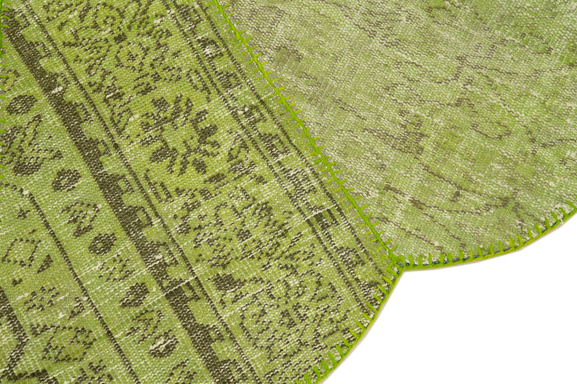 7x7 Green Round Patchwork Rug - 29033