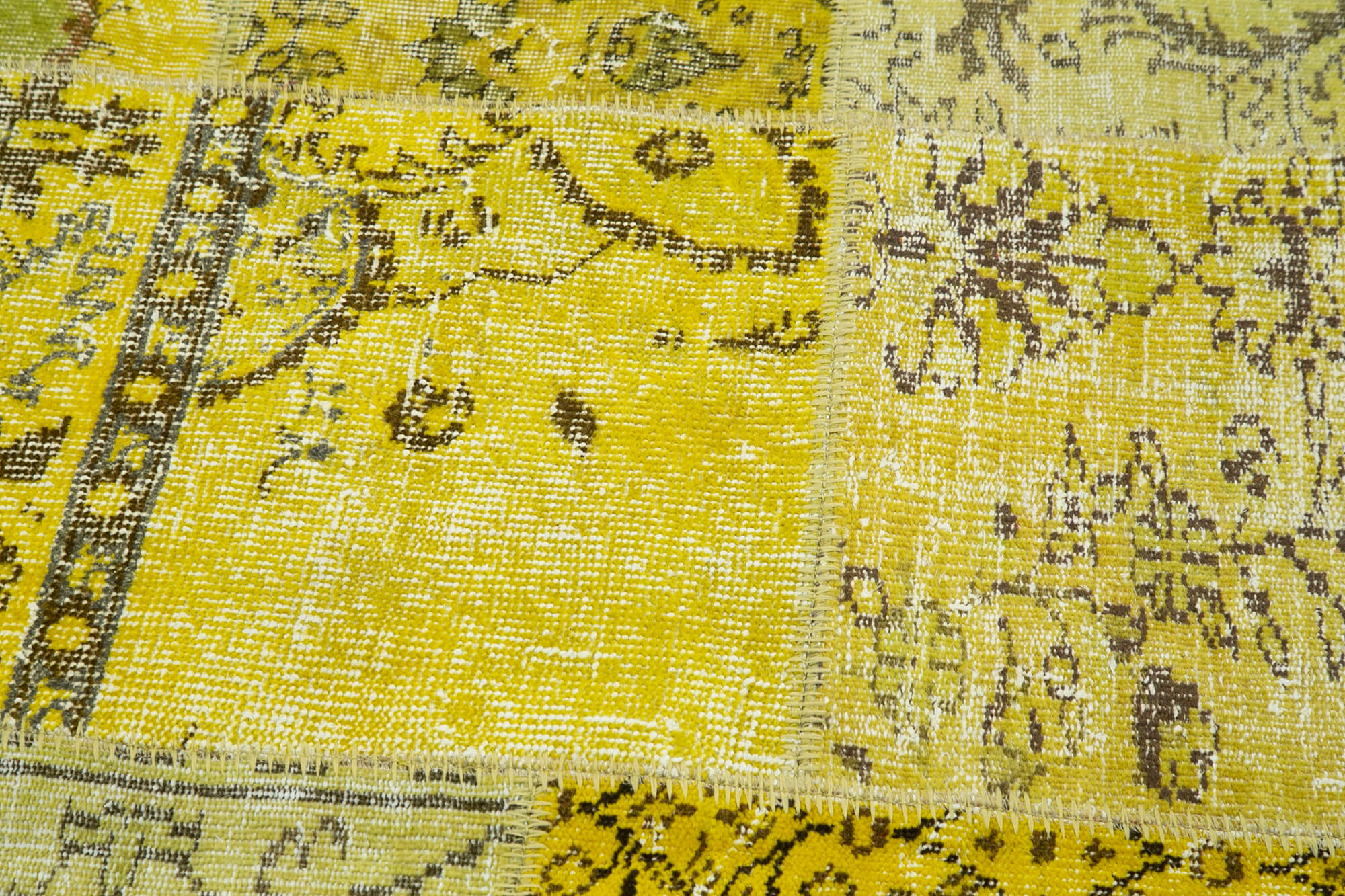 6x6 Yellow Round Patchwork Rug - 29047
