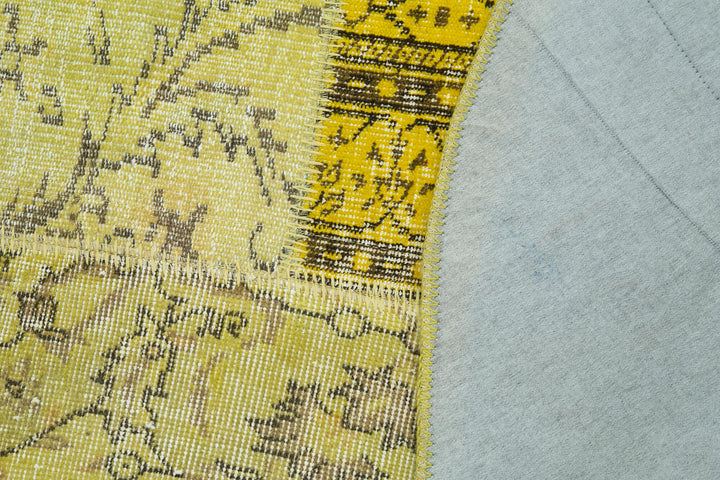 6x6 Yellow Round Patchwork Rug - 29047
