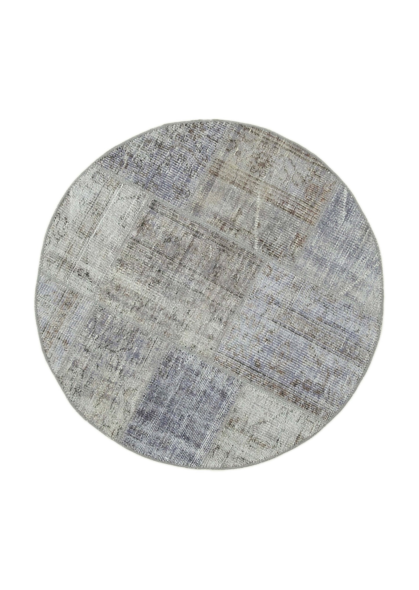 4x4 Grey Round Patchwork Rug - 29051