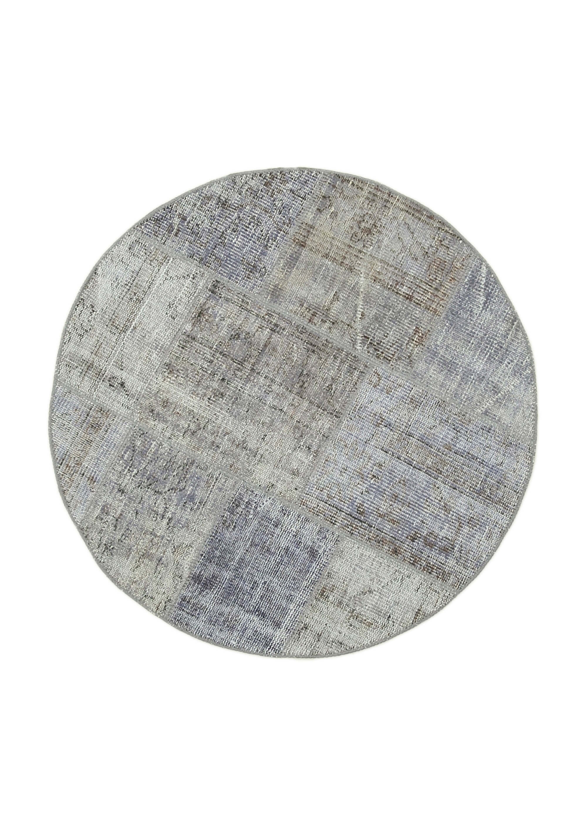 4x4 Grey Round Patchwork Rug - 29051