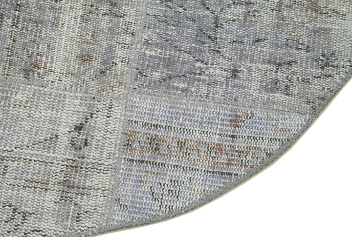 4x4 Grey Round Patchwork Rug - 29051