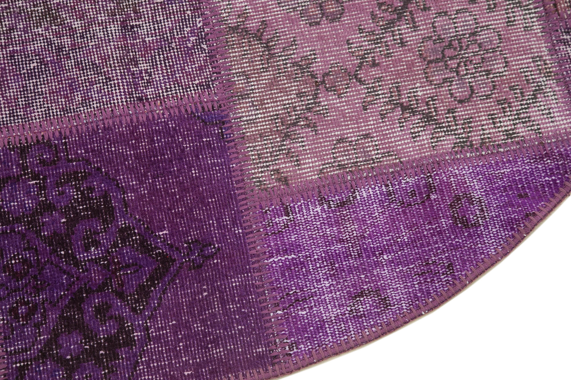 5x5 Purple Round Patchwork Rug - 29052