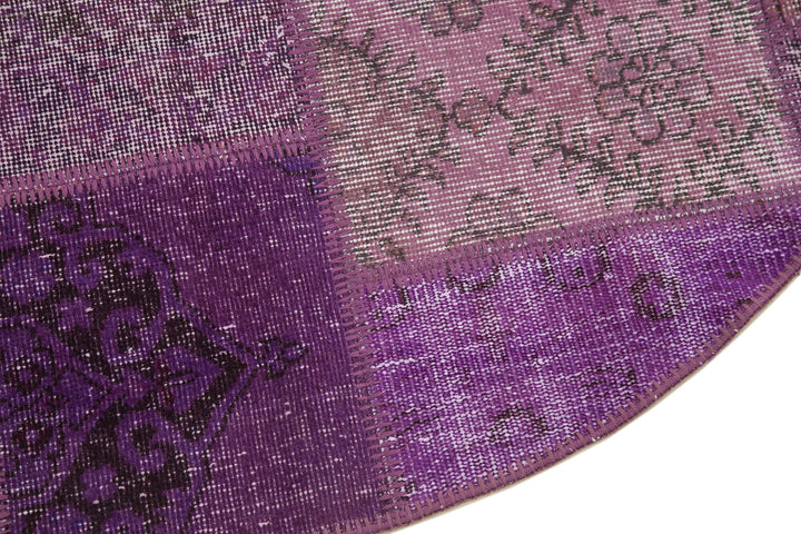 5x5 Purple Round Patchwork Rug - 29052