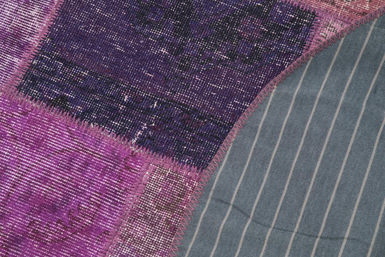5x5 Purple Round Patchwork Rug - 29052