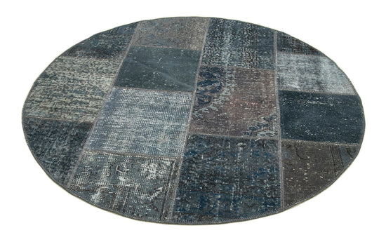 5x5 Grey Round Patchwork Rug - 29057