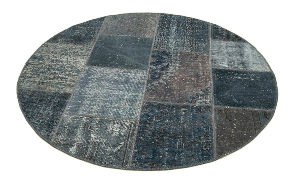 5x5 Grey Round Patchwork Rug - 29057