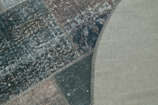 5x5 Grey Round Patchwork Rug - 29057